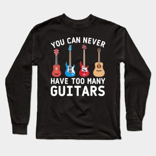 Guitar ukulele bass acoustic classic electric white text Long Sleeve T-Shirt